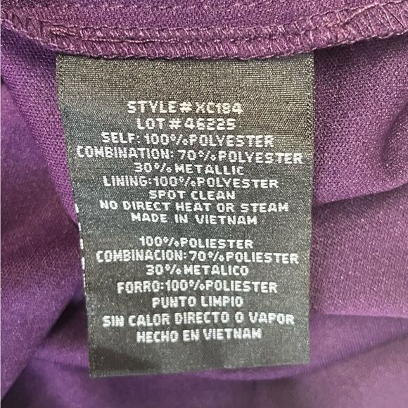 NWT Xscape | Purple Lace Sleeve Chiffon V Neck Flutter Ruffle Gown Dress 6 - Picture 11 of 12